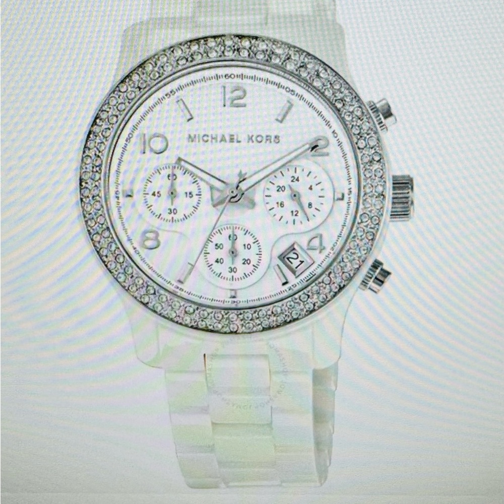Michael Kors Silver and White Women's Watch